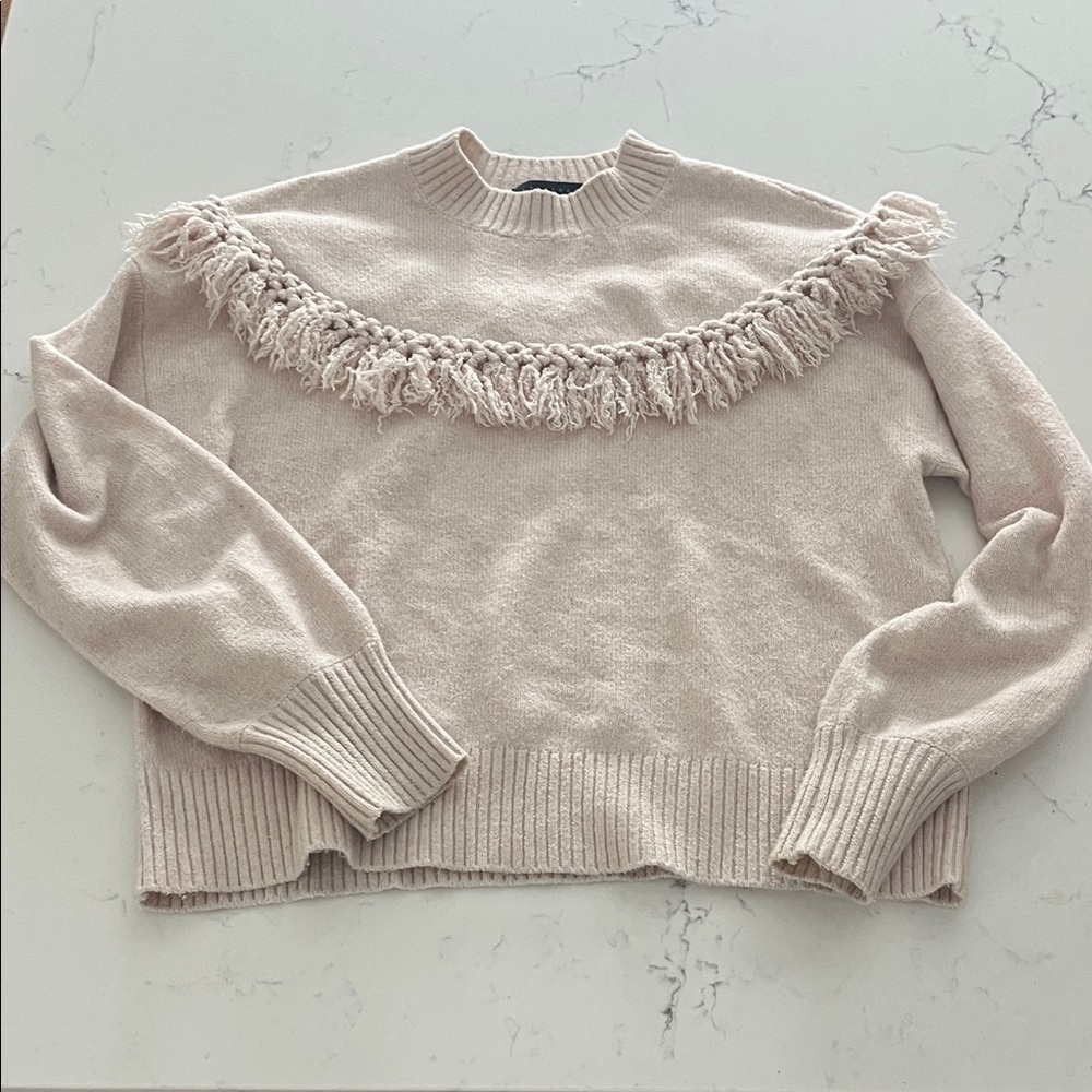 Sanctuary Fringed pale pink Sweater